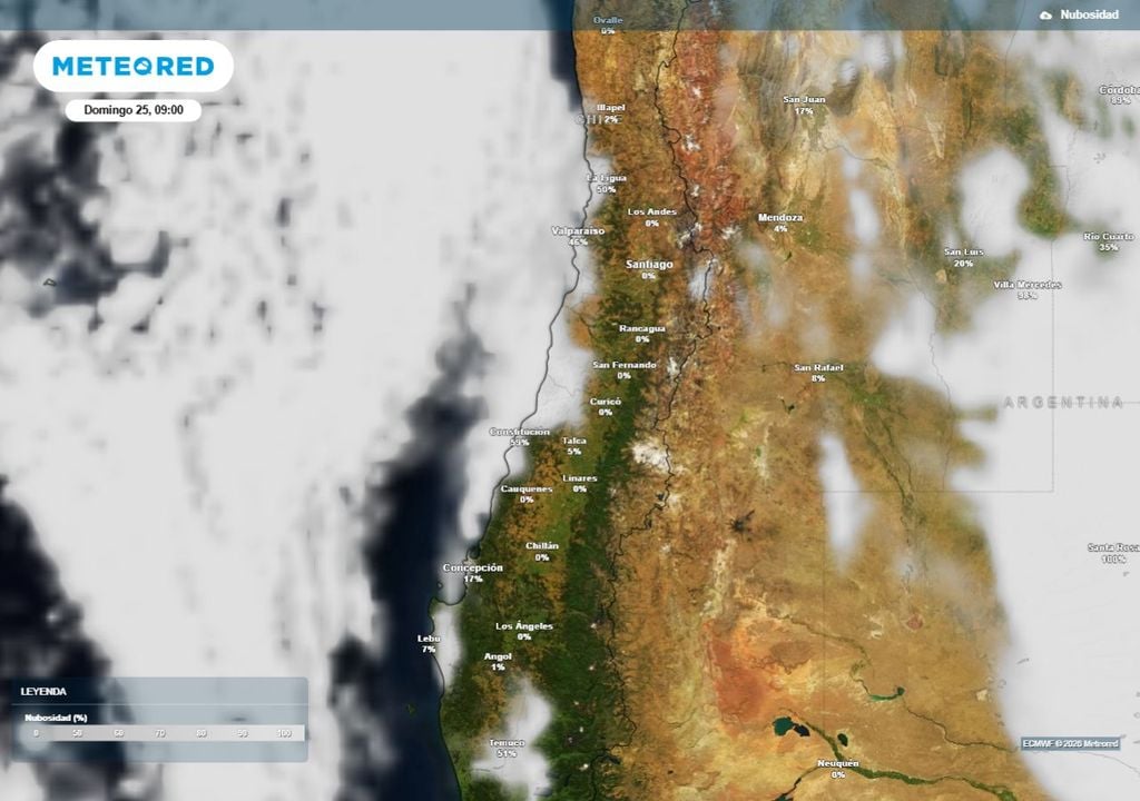 El domingo (25) estará dominado por condiciones templadas en el interior y nubosidad en la costa.