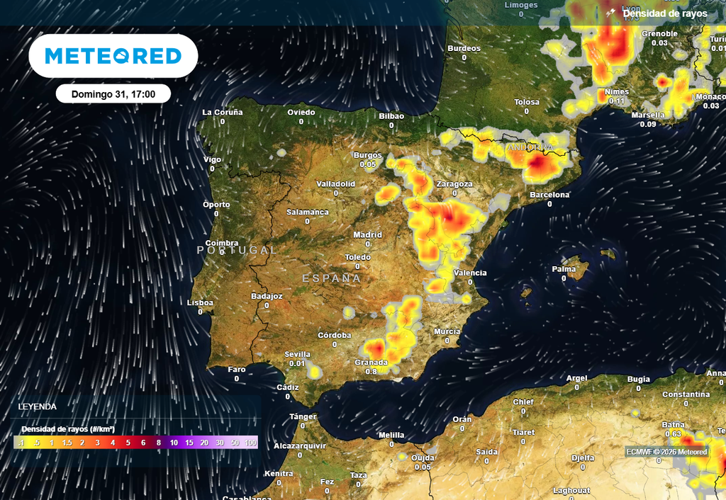 La actividad eléctrica será considerable en zonas de montaña del tercio oriental.