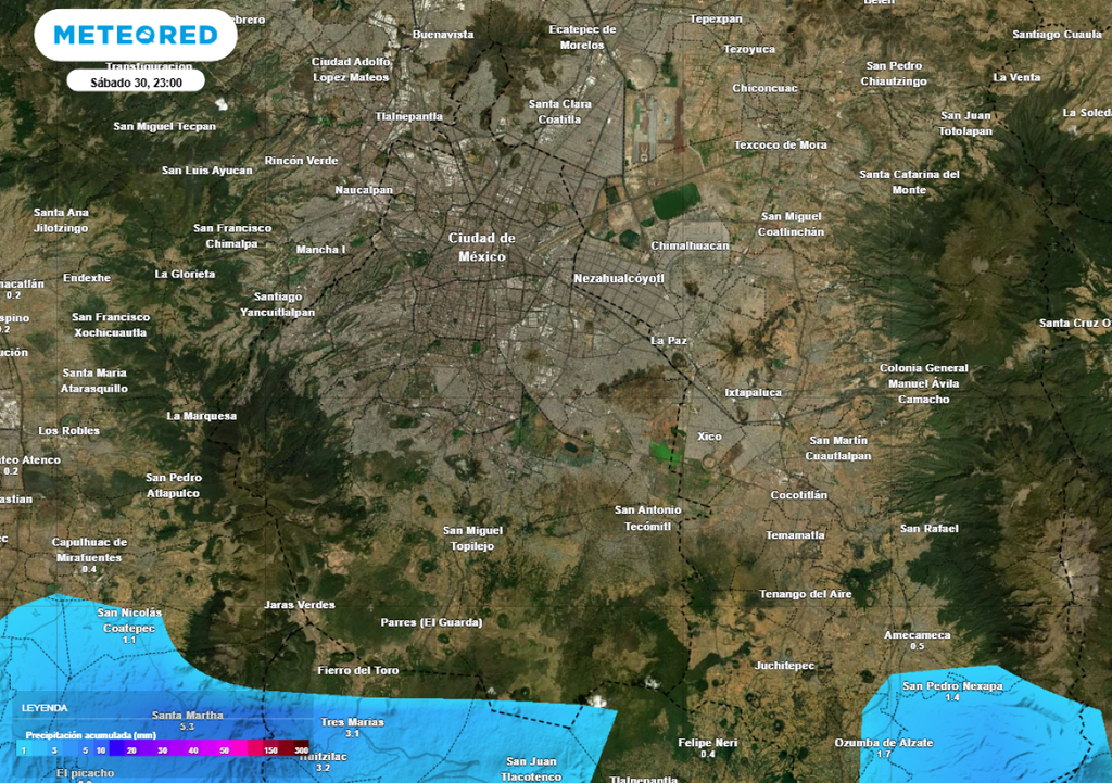 El acumulado de lluvias durante el día será muy bajo y enfocado: 0.2 mm en la periferia sur de la capital.