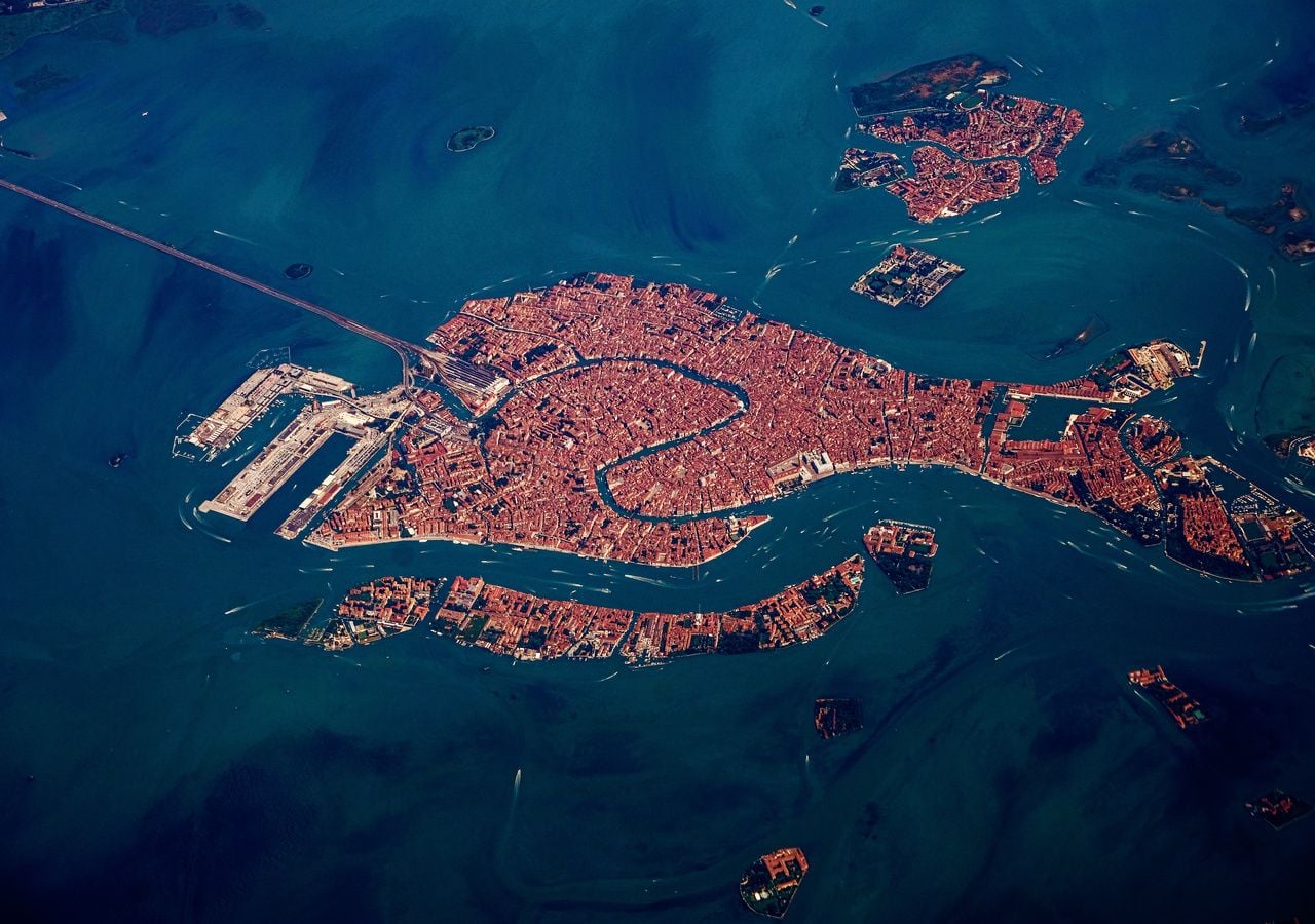 Vista aérea de Venecia. Una de las principales ciudades que tienden a desaparecer a causa del cambio climático.