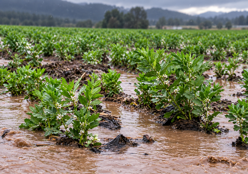 La asfixia radicular ocurre cuando el exceso de agua en el suelo desplaza el aire de sus poros y reduce el oxigeno disponible para las raices, si el anegamiento dura varios dias, las plantas pueden debilitarse perdiendo su capacidad de crecimiento, provocando su muerte.
