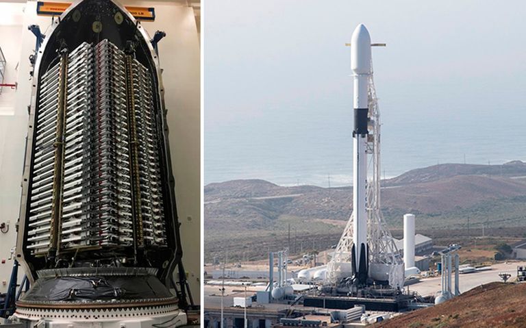 Falcon 9 con los 60 satélites de Starlink Falcon 9 con los 60 satélites de Starlink