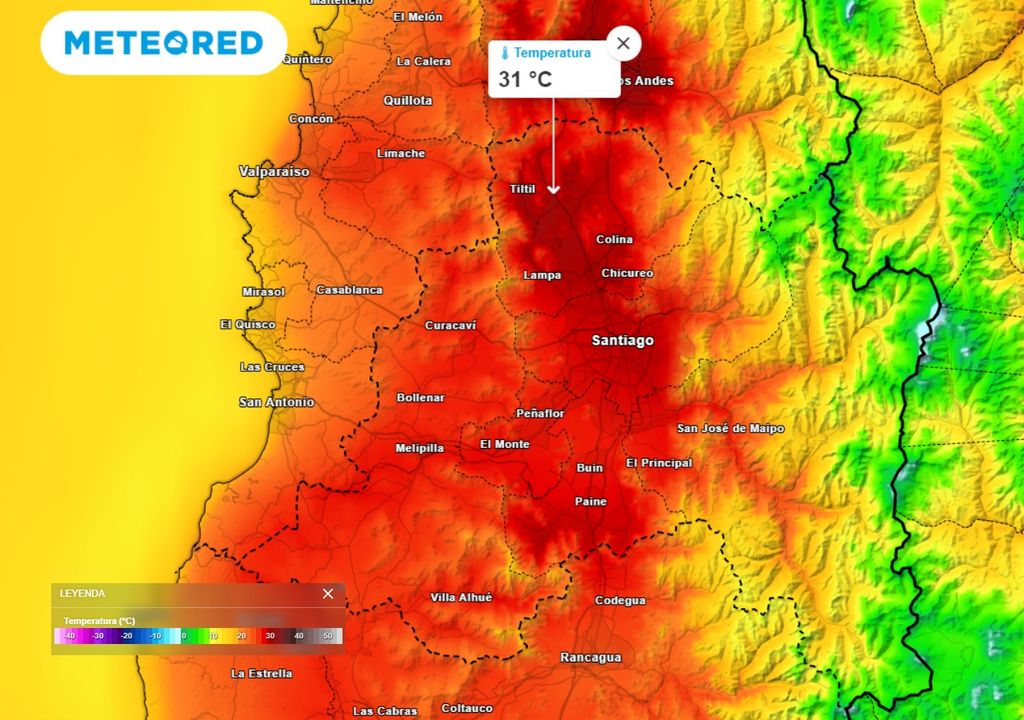 Temperatura ECMWF Santiago, Región Metropolitana, Chile