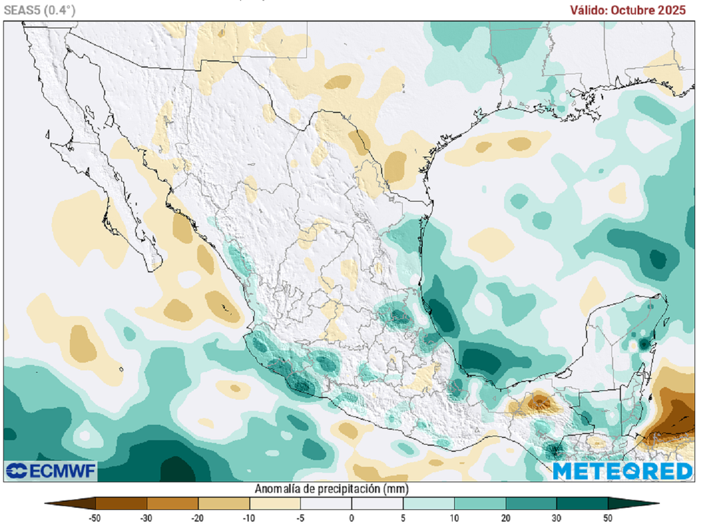 Pronóstico de anomalía de precipitaciones en milímetros Pronóstico de anomalía de precipitaciones en milímetros