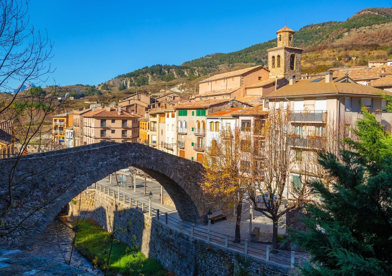 Detail of the Old Bridge of La Pobla de Lillet, one of the town's symbols and one of the most photographed postcards of the region.