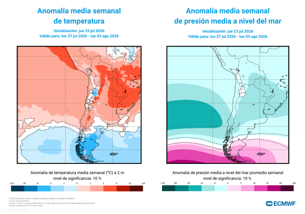 anomalías de temperaturas y presión La alta presión fría se mantendrá presente en la zona austral de Chile, mientras que en el norte los frentes darán de qué hablar.