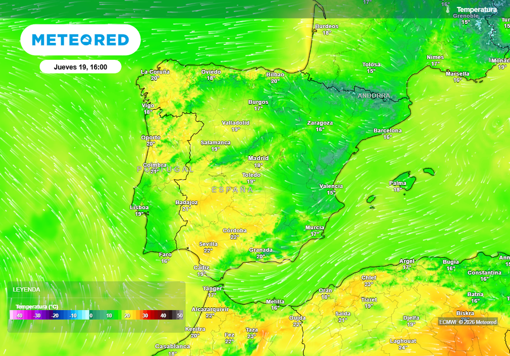El viento de levante provocará que las temperaturas suban en la mitad occidental, a diferencia de lo que sucederá en la vertiente mediterránea, creando un importante contraste.