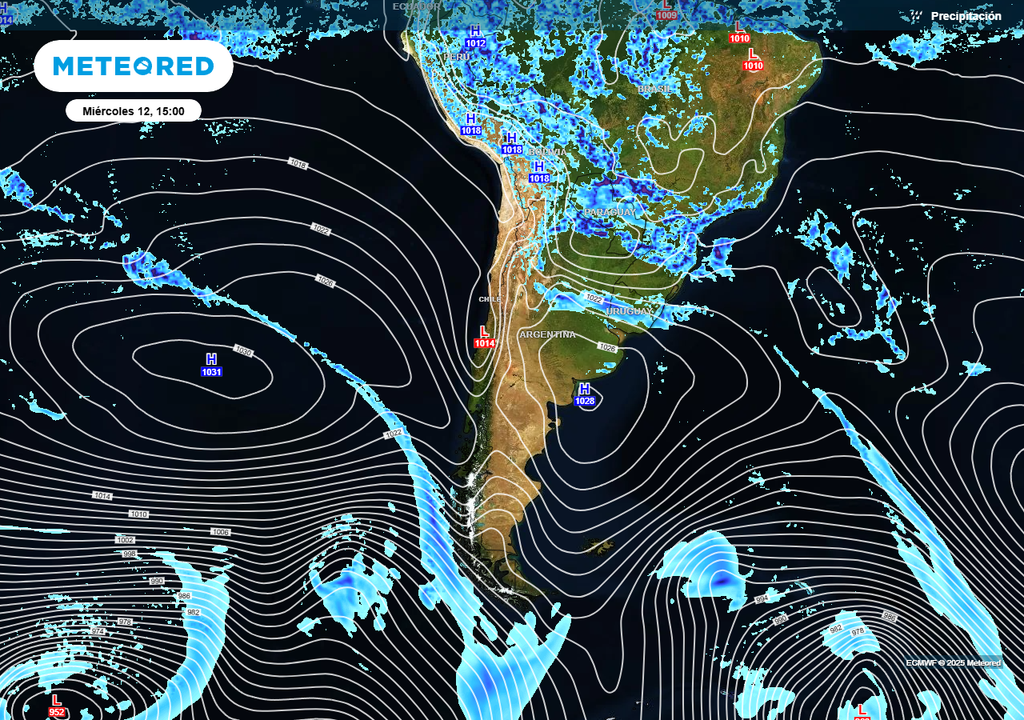 Presión a nivel del mar y precipitación, Meteored Chile Presión a nivel del mar y precipitación, Meteored Chile