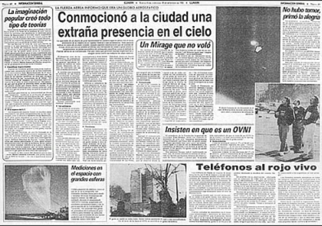 clarin, noticias, objeto volador, 1985