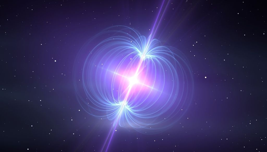 Los magnetares no son mas que estrellas de neutrones girando rápidamente junto con el campo magnético generado por partículas cargadas.