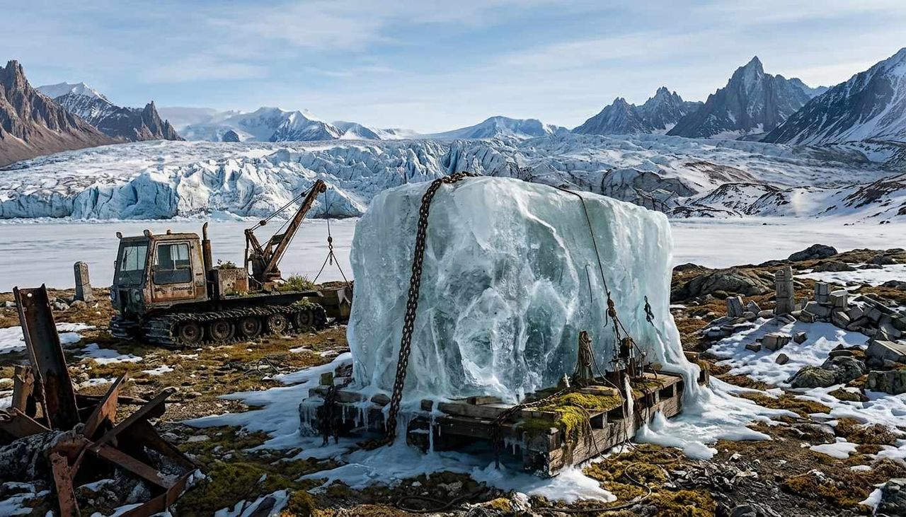 Un bloque de hielo de una tonelada viajó en 1977 desde Alaska hasta Iowa para comprobar si los icebergs podían convertirse en una fuente de agua dulce.