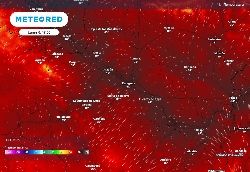 En el valle del Ebro alcanzarán o superarán los 40 ºC en este próximo episodio.