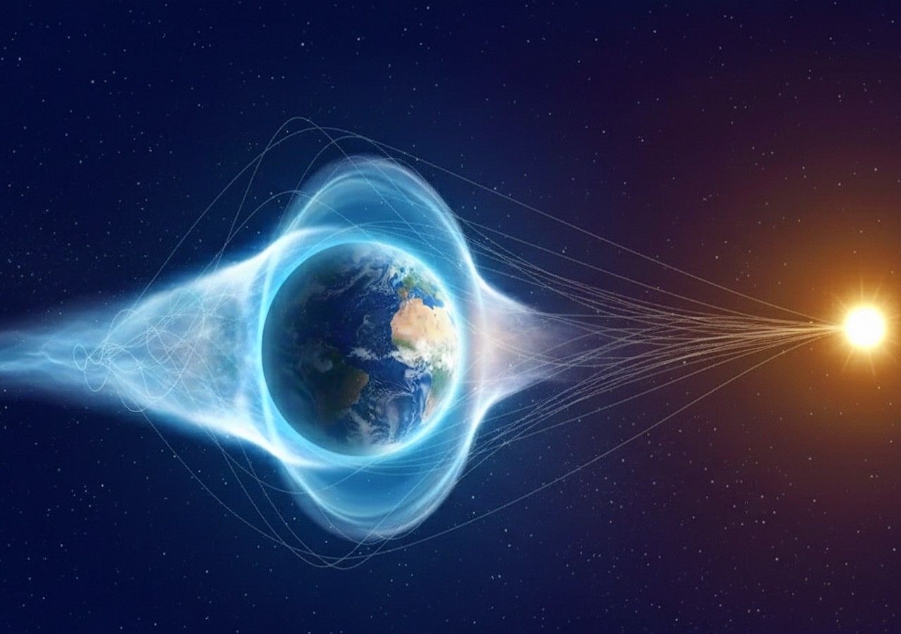 Un hallazgo en sedimentos marinos revela que el escudo terrestre sufrió inestabilidades de 70.000 años. Esta alteración magnética prehistórica dejó al planeta desprotegido frente a la radiación exterior. Imagen: IA.