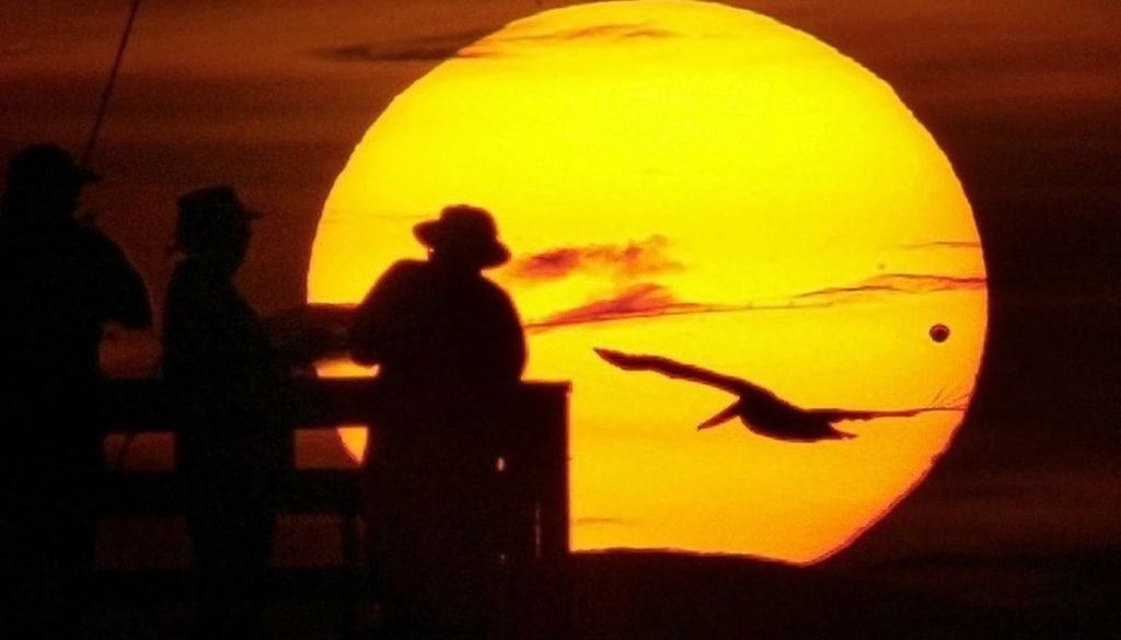 Tránsito de Venus del 5 de junio de 2012, observado desde el muelle de Flagler Beach, en Florida. Créditos: Jim Tiller, Daytona Beach News-Journal/AP