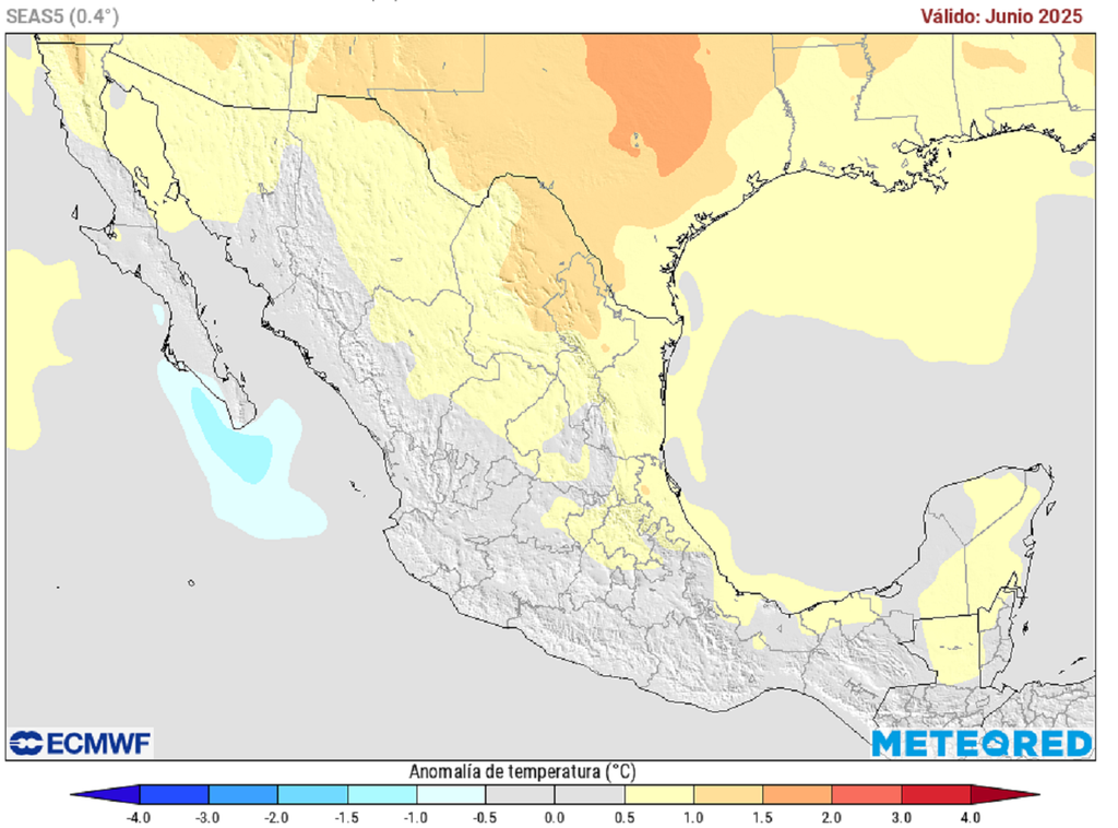 Anomalía de temperaturas para junio de 2025 Anomalía de temperaturas para junio de 2025