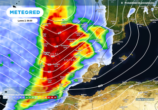 El frente del domingo y lunes podr&iacute;a dejar m&aacute;s de 50 l/m2 en media Espa&ntilde;a