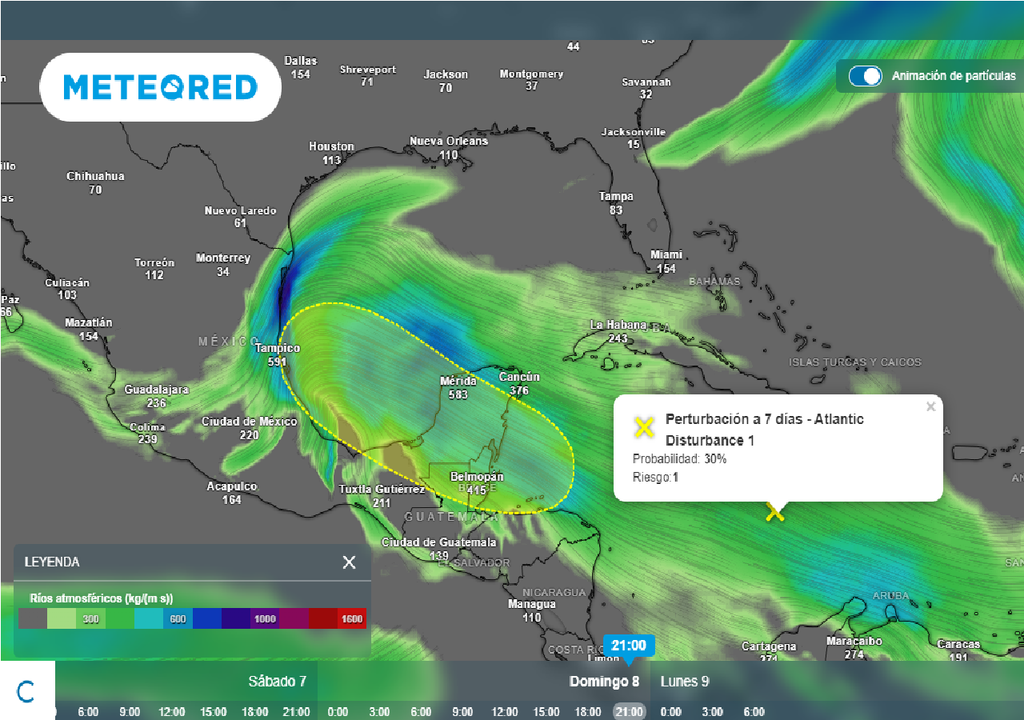 Onda tropical y perturbación en el Caribe