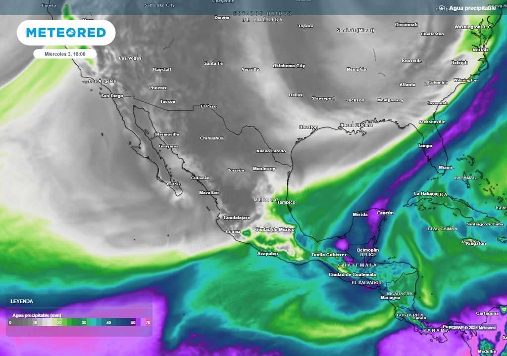Agua precipitable en milímetros Agua precipitable en milímetros