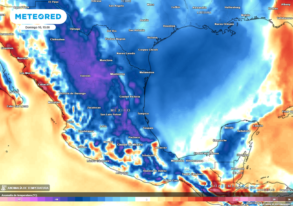 Anomalía de temperaturas en °C