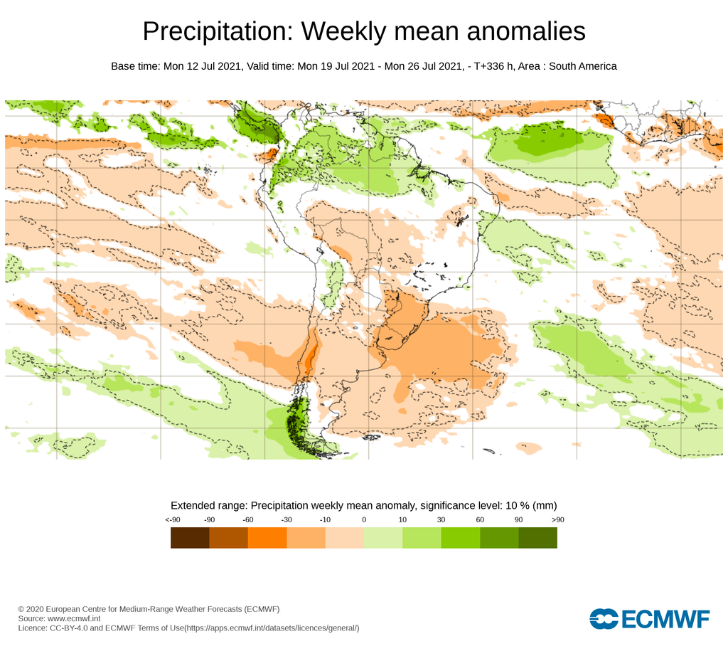 Precipitación: anomalías medias semanales 2021 Precipitación: anomalías medias semanales 2021