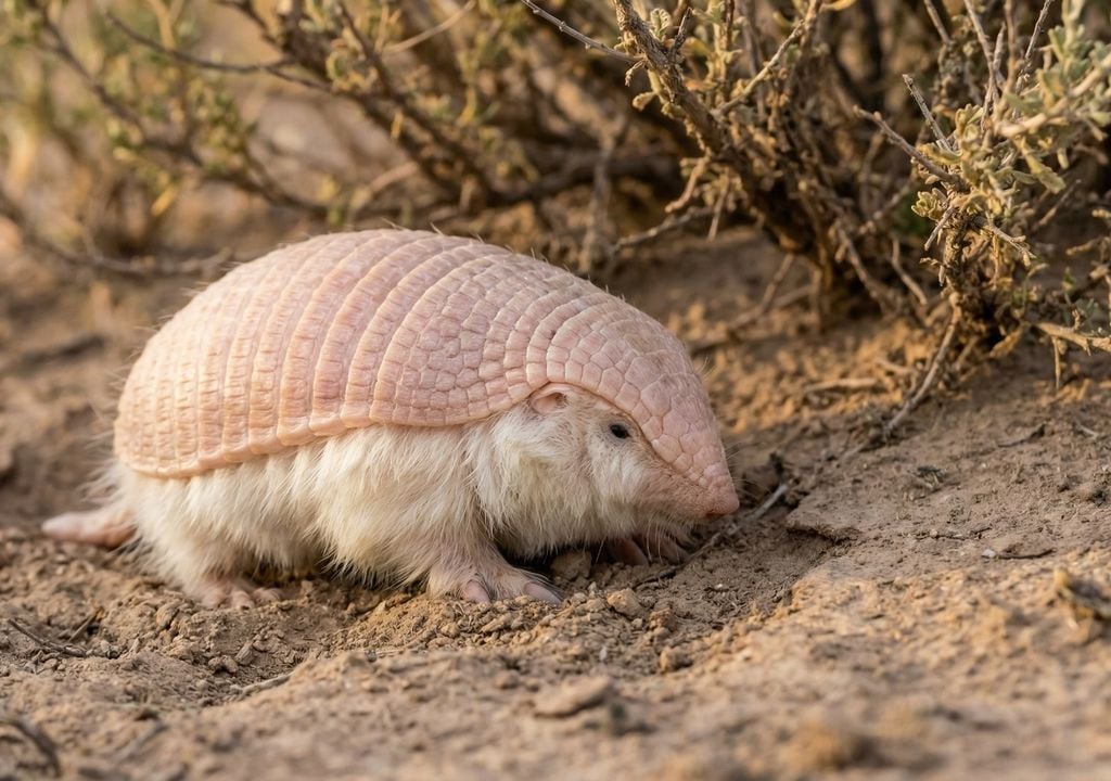 El pichiciego rosado es una especie endémica de Argentina que habita principalmente suelos arenosos del centro del país, donde excava galerías para refugiarse y buscar alimento.