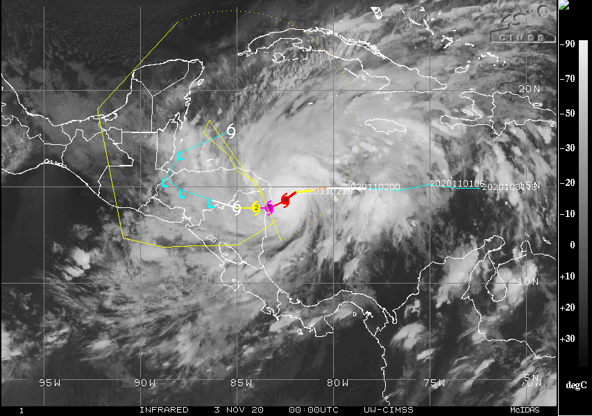 El huracán Eta tocará tierra en Nicaragua posiblemente con categoría 5