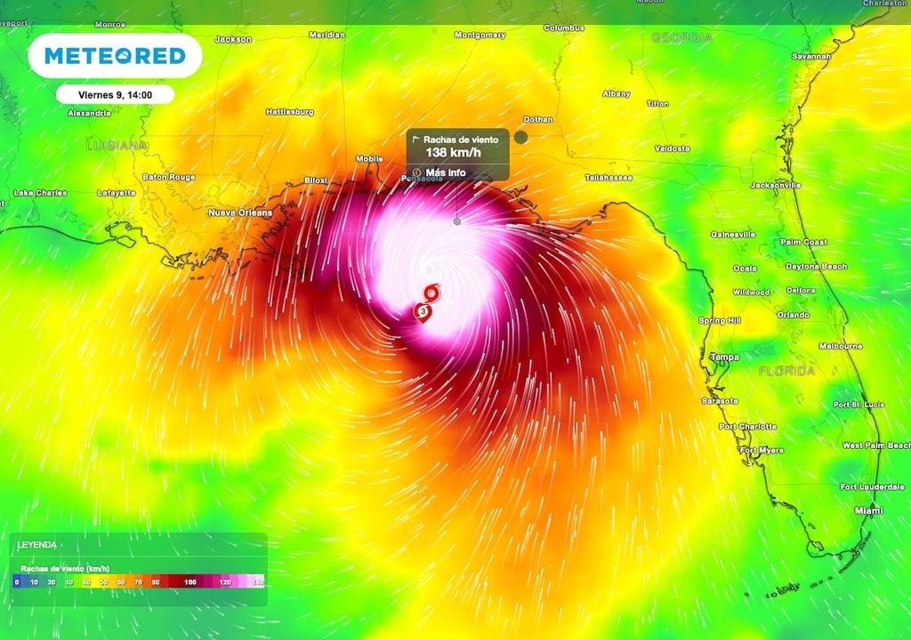 Las rachas de viento de más 100 km/h golpearan las costa occidental de Florida.