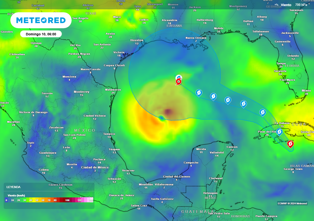 Pronóstico de viento en 700 mb Pronóstico de viento en 700 mb