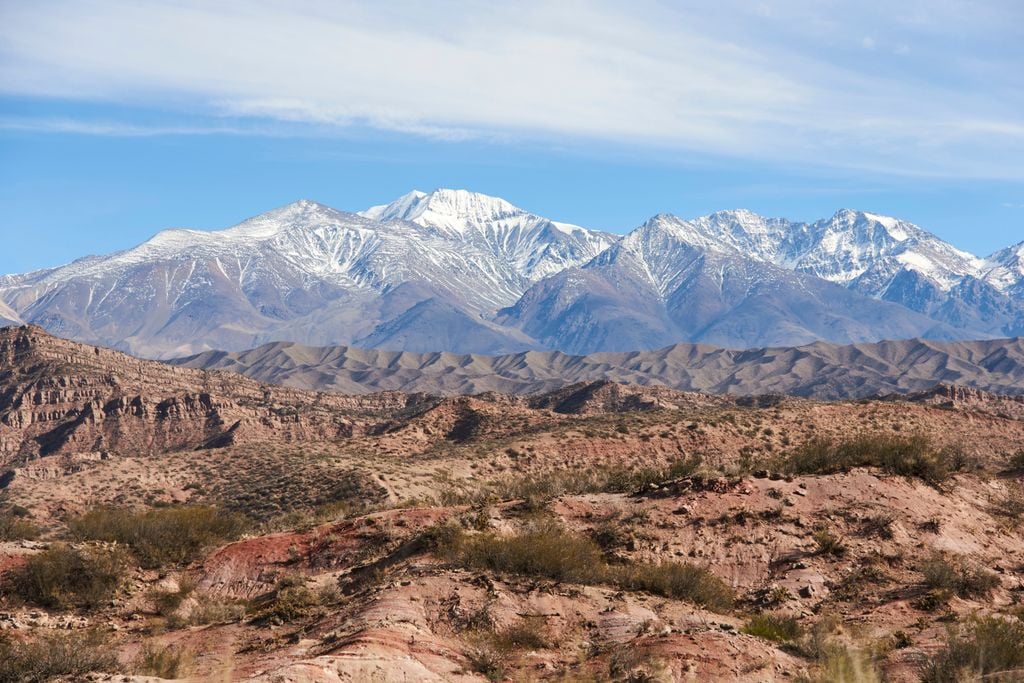 imagen de la cordillera de los Andes, con sus cumbres cubiertas con nieve