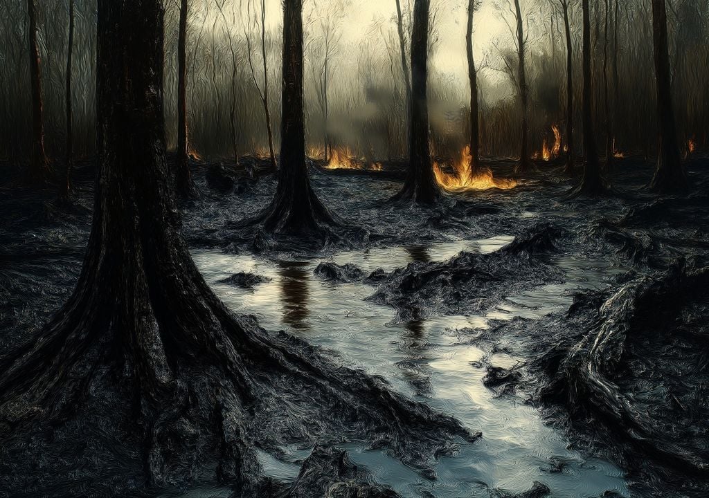 post incendio Las cenizas tras un incendio terminan arrastradas por la lluvia hacia los ríos y finalmente llegan al océano.