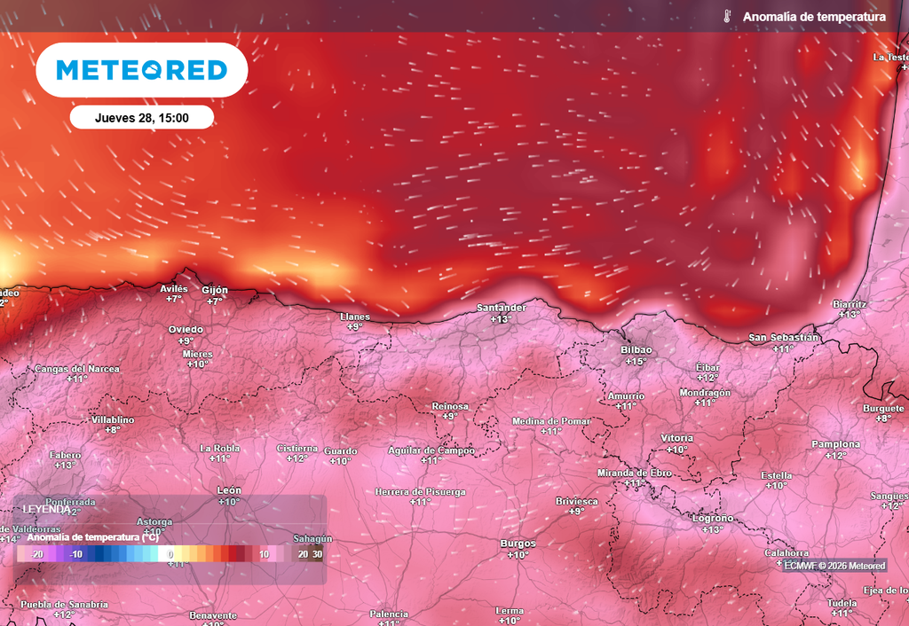 Las temperaturas de estos días están siendo muy anómalas o de récord para el mes de mayo en la vertiente cantábrica, cumpliendo el episodio los requisitos para ser considerado una ola de calor.