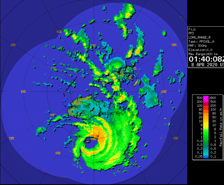 El intenso ciclón tropical Harold sobre Fiji y hacia Tonga