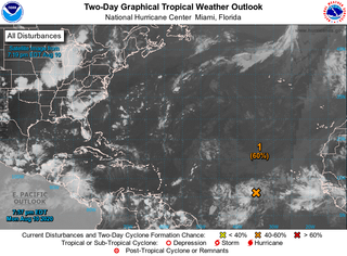 El Invest 95L sigue organizándose en el Atlántico tropical
