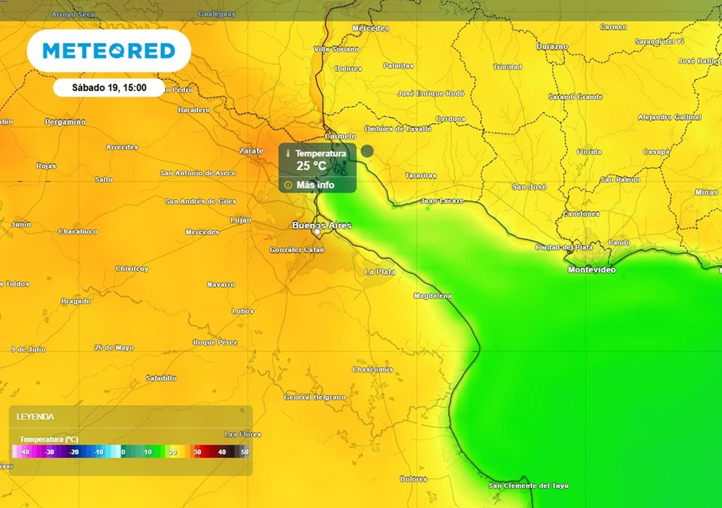 sábado 19 primaveral La tarde del sábado 19, tendrá valores en torno a los 25 °C para el AMBA