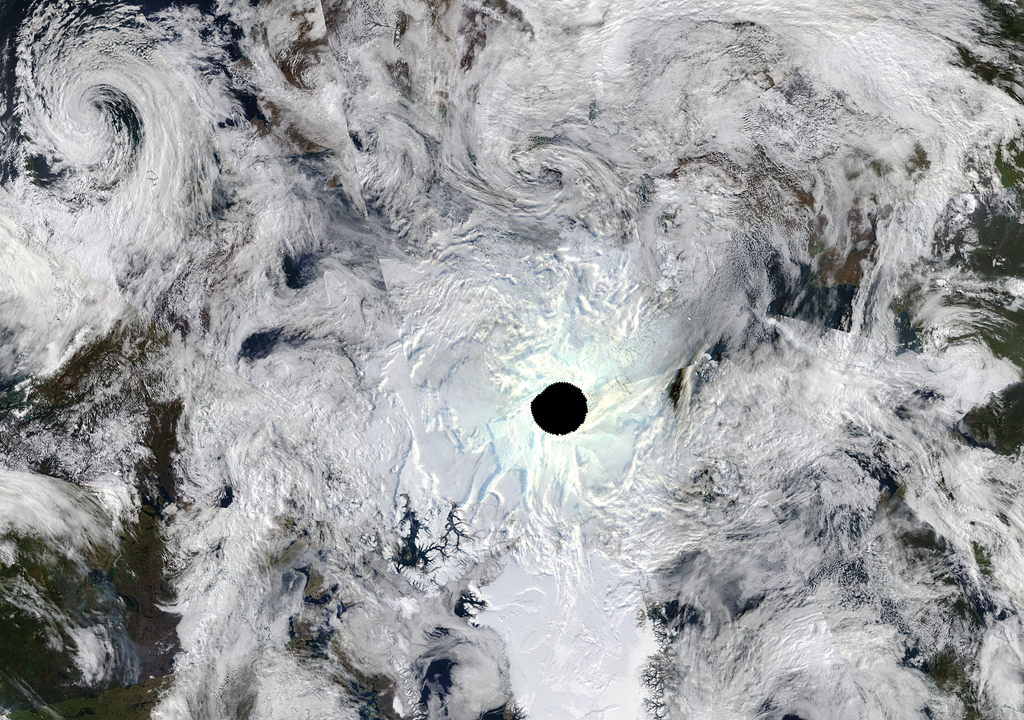 Imagen satelital del polo norte