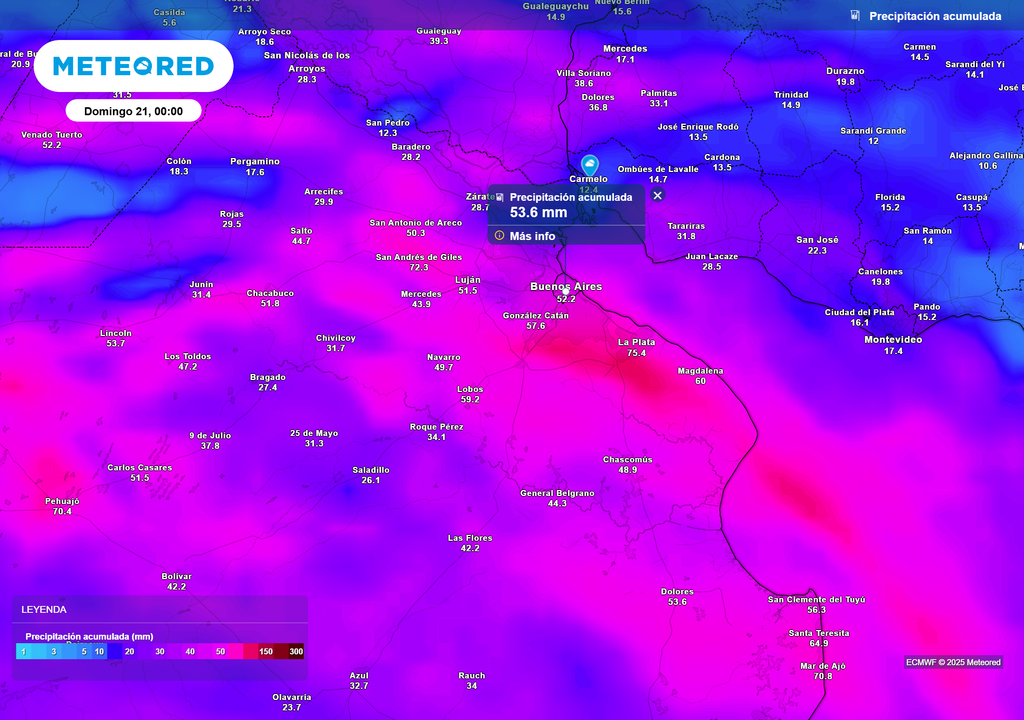 Se podrían acumular más de 50 mm de lluvia en la región de AMBA hoy sábado 20 de septiembre de 2025