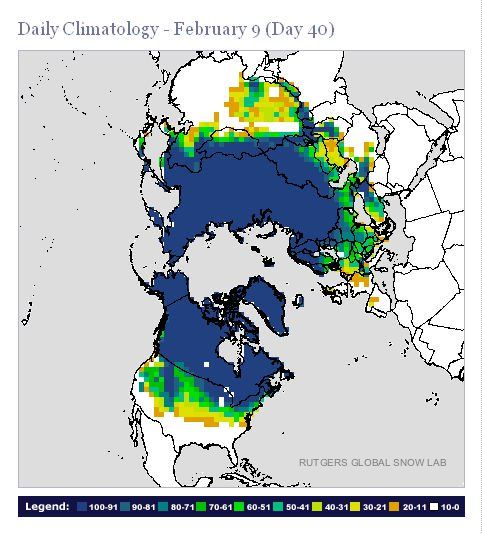 Climatología para el 9 de febrero, según los días de nieve Climatología para el 9 de febrero, según los días de nieve