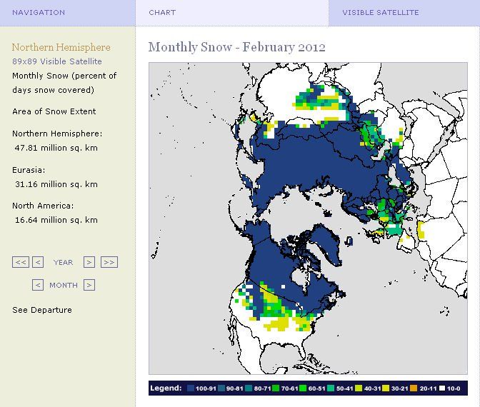 Información gráfica y datos de la climatología de nieve para el mes de febrero de 2012 Información gráfica y datos de la climatología de nieve para el mes de febrero de 2012