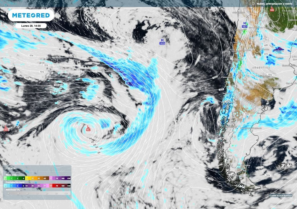 Las precipitaciones continuarán este lunes en sectores de Chile, asociadas a los remanentes de la inestabilidad frontal, mientras el anticiclón intenta recuperar terreno desde el Pacífico.