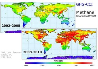 El metano y el dióxido de carbono atmosférico en alza