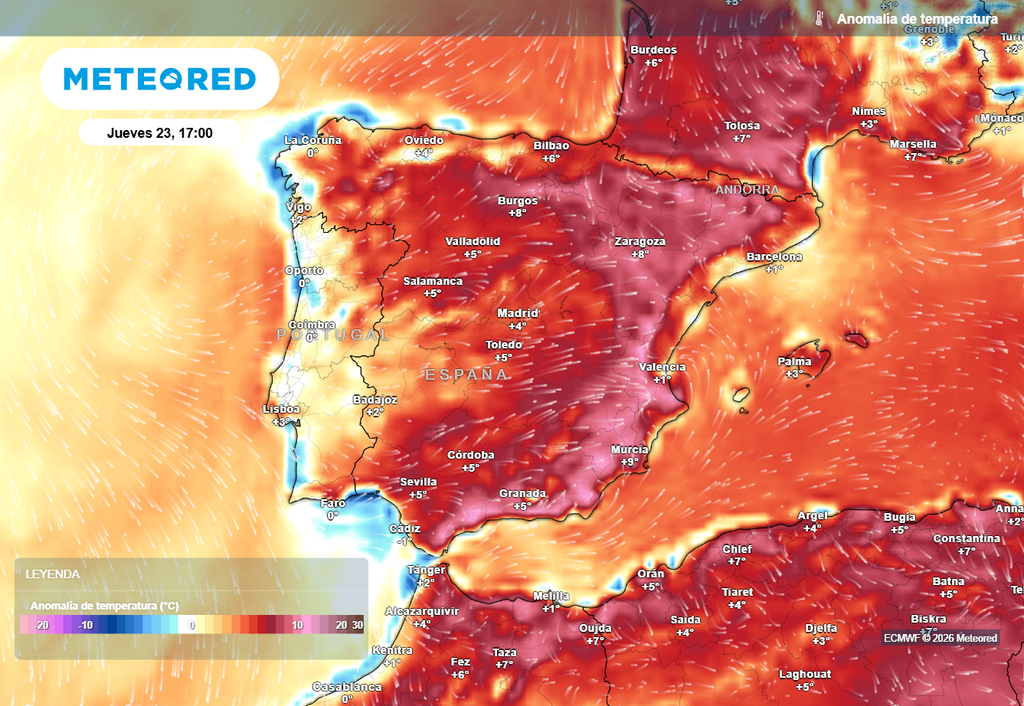 Questa ondata di calore colpirà soprattutto l'est e il sud-est della Spagna, dove negli ultimi giorni sono già state superate le soglie previste per un'ondata di caldo.