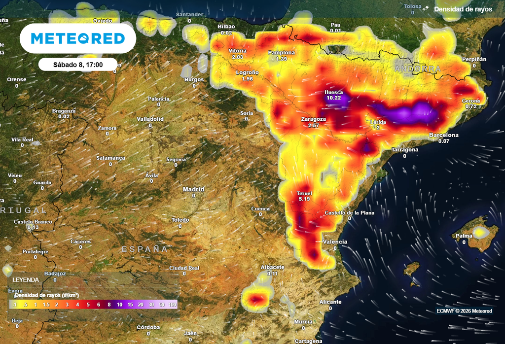 Las tormentas más generalizadas del fin de semana se esperan durante el sábado, cuando afectarán a amplias zonas del norte y del este de la Península.