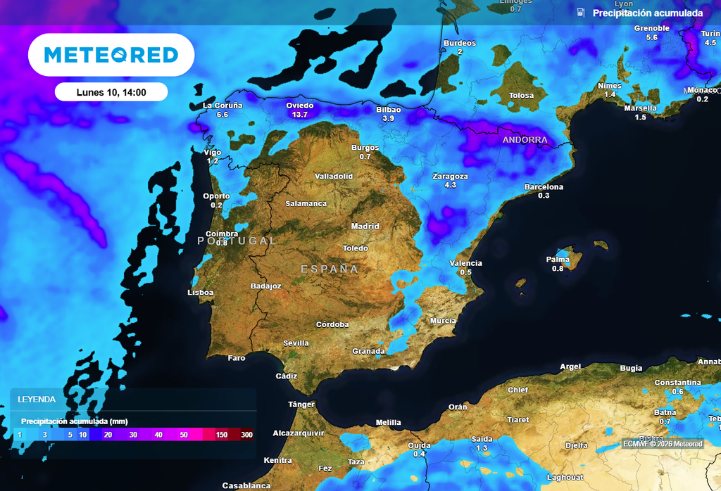 Los acumulados podrían ser de cierta entidad en lo que resta de semana en zonas del norte y del interior este debido a la sucesión de tardes tormentosas.