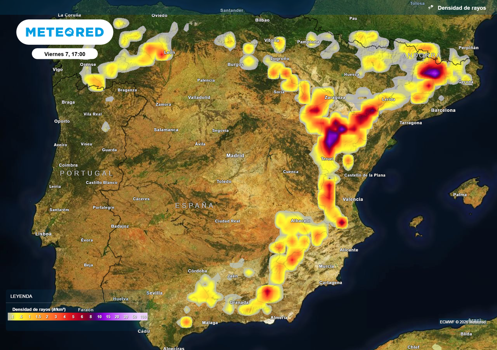 Tarde muy tormentosa en sectores del interior del este peninsular.
