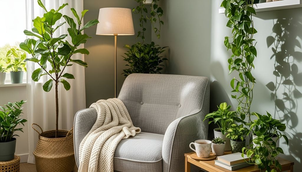 cozy living Combinar plantas de distintas alturas y formas crea una sensación más natural que distribuir macetas de forma aislada.