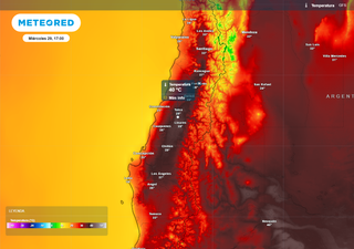 El miércoles la dorsal cálida hará que las temperaturas se acerquen nuevamente a los 40 °C en la zona central