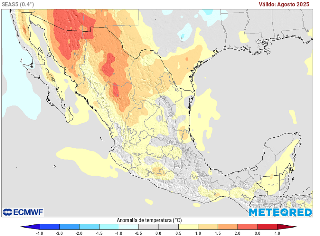 Anomalía de temperaturas en grados Celsius