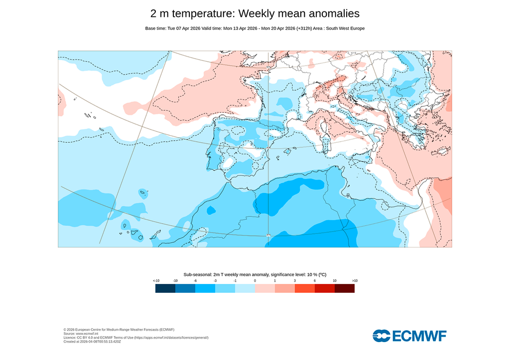 La próxima semana empezará con temperaturas por debajo de la media en buena parte de España.