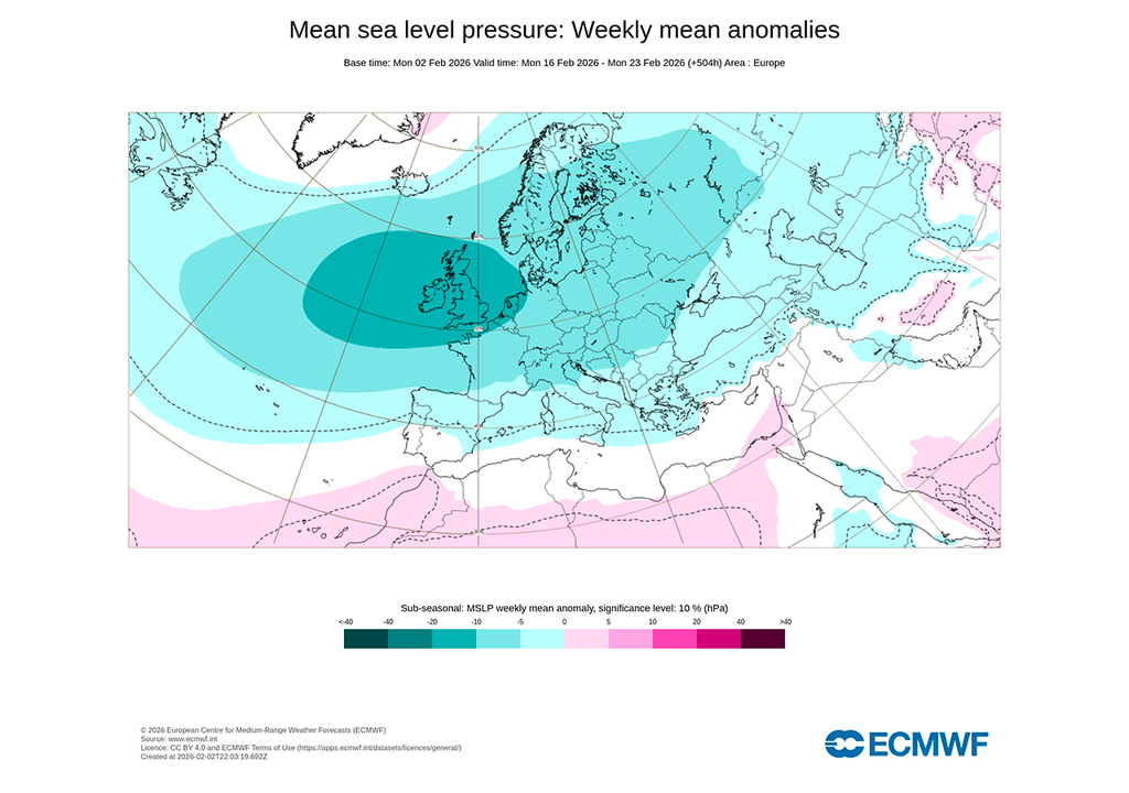 Los mapas intuyen que desde mediados de febrero las borrascas empezarán a circular por latitudes más altas.