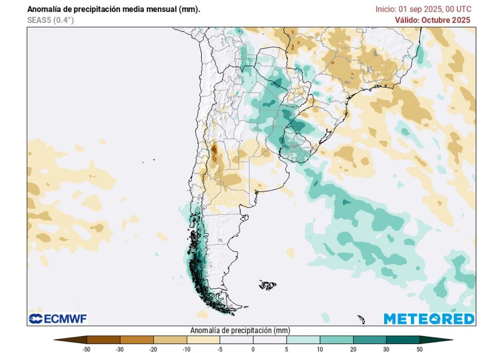 Octubre 2025 con lluvias en las zonas sur y austral de Chile, Meteored
